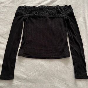 Black Lace Off the Shoulder Top